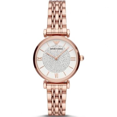 Emporio Armani Ladies' Rose Gold Crystal Dial Stainless Steel Watch - AR11244